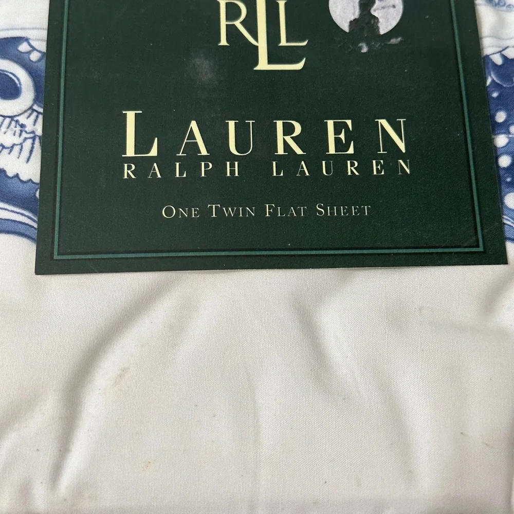 Vintage Ralph Lauren‎ Jonquil Blue Porcelain Twin Flat Sheet New